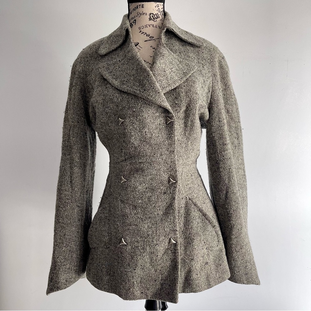 Thierry Mugler 90’s Grey Wool Hourglass Sculpted Blazer